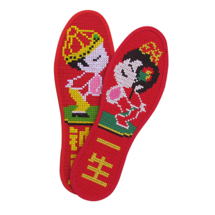 鞋垫十字绣成品仿纯手工自己绣好的棉布加密机绣男士吸汗加厚新款