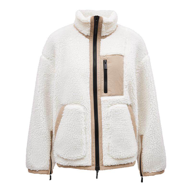 ONLY时尚软糯拼色宽松立领棉服