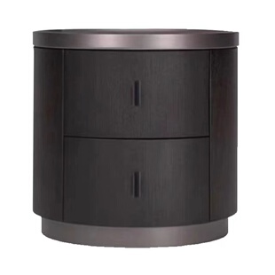 Million feel意式极简polfom烟熏实木圆形床头柜简约设计师床边柜