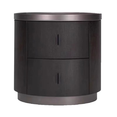 Million feel意式极简polfom烟熏实木圆形床头柜简约设计师床边柜