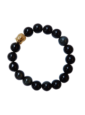 贝奇手作·泰国黑曜石佛珠。情侣佛系少女水晶手链【平安】