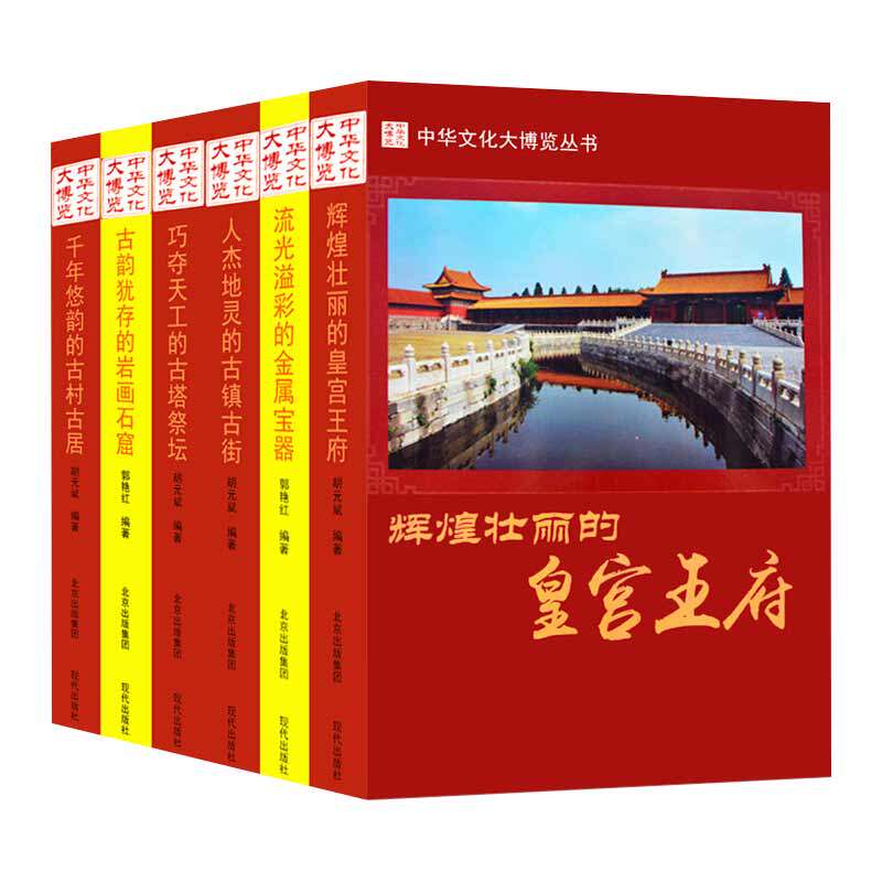 中华文化大博览丛书6册 辉煌壮丽皇宫王府巧夺天工古塔祭坛千年悠韵古村古居人杰地灵古镇古街古韵犹存岩画石窟流光溢彩金属宝器xj
