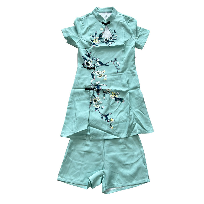 改良版旗袍复古修身显瘦连衣裙+短裤两件套夜场女装桑拿技师服潮