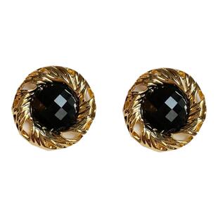 港风复古黑色夸张大圆形耳钉女欧美法式优雅御姐酷个性耳环高级感