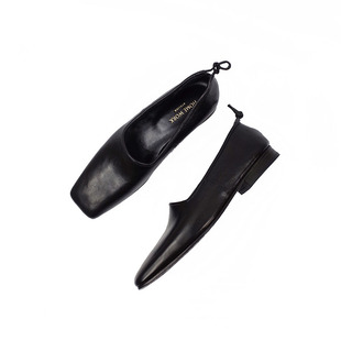 现货homework atelier 2025新款方头乐福鞋休闲单鞋女M星