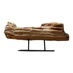 新中式客厅茶桌上摆件装饰品木化石横柴摆设侘寂风玄关细长 石头