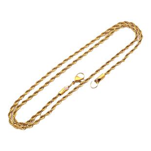 钛钢项链男士可穿吊坠不掉色不锈钢百搭素链黄金色叠戴锁骨链女款