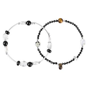 ZEGL真柳设计师白水晶手串淡水珍珠手链女秋冬轻奢小众黑玛瑙叠戴