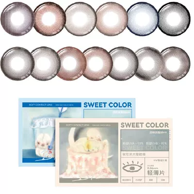 SweetColor[维他命B12粉水]日抛美瞳10片UV防护修女玫瑰隐形眼镜