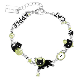 敲可爱！原创黑猫青苹果切片手链小众高级感甜酷新款手环