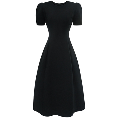 气质赫本风显瘦黑色连衣裙复古