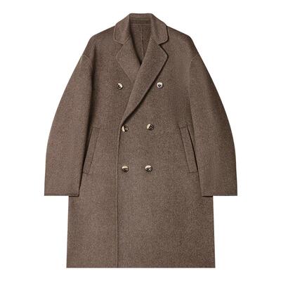 手工双面呢大衣男士2026年冬季韩版高级感骆驼绒中长羊毛妮子外套