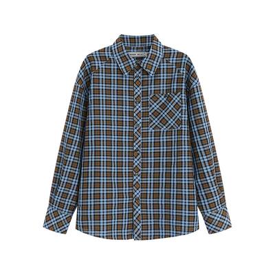 宽松理格纹长袖罩衫外套