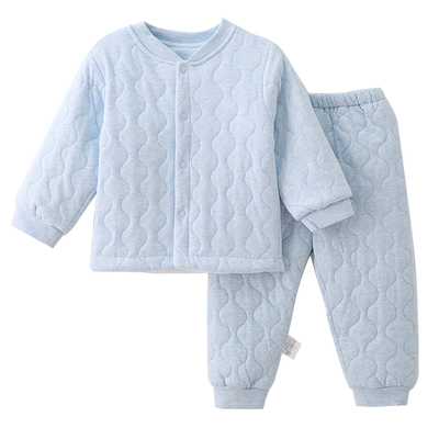 婴儿衣服秋冬季夹棉儿童内衣套装