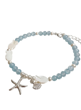 海边度假风海星碎银子串珠手链