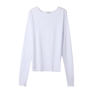 2025春秋冬修身卷边长袖纯棉女士打底衫内搭显瘦港风百搭INST恤女