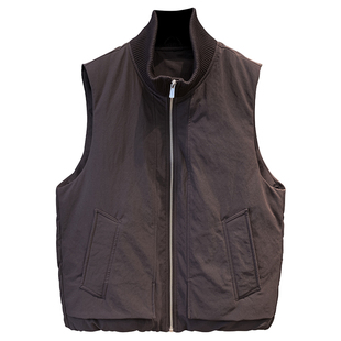 高端复古棒球领轻薄鸭绒羽绒马甲男款秋冬季外穿美式保暖背心男装