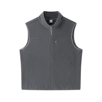 森马马甲男2025冬季新款抗静电摇粒绒外套保暖立领内搭黑色马甲