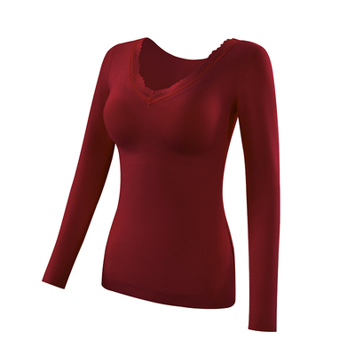 蕉轩保暖套装内衣女带胸垫羊毛蚕丝舒适无痕打底长袖长裤秋冬新款