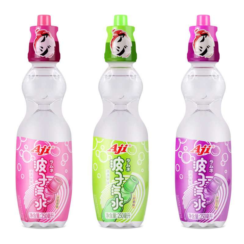 AJI 日式波子汽水 黑加仑柠檬果味碳酸饮料夏日饮品弹珠汽水250ml
