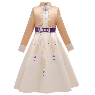 新版冰雪奇缘2安娜同款公主裙外贸童装女童艾莎cosplay角色扮演裙