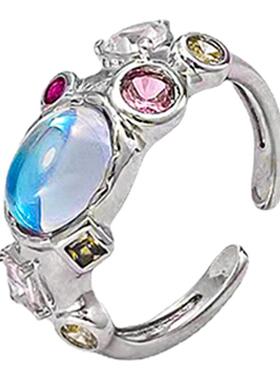 Wind 千禧辣妹泫雅同款欧泊彩色锆石戒指女甜美少女高级感食指戒