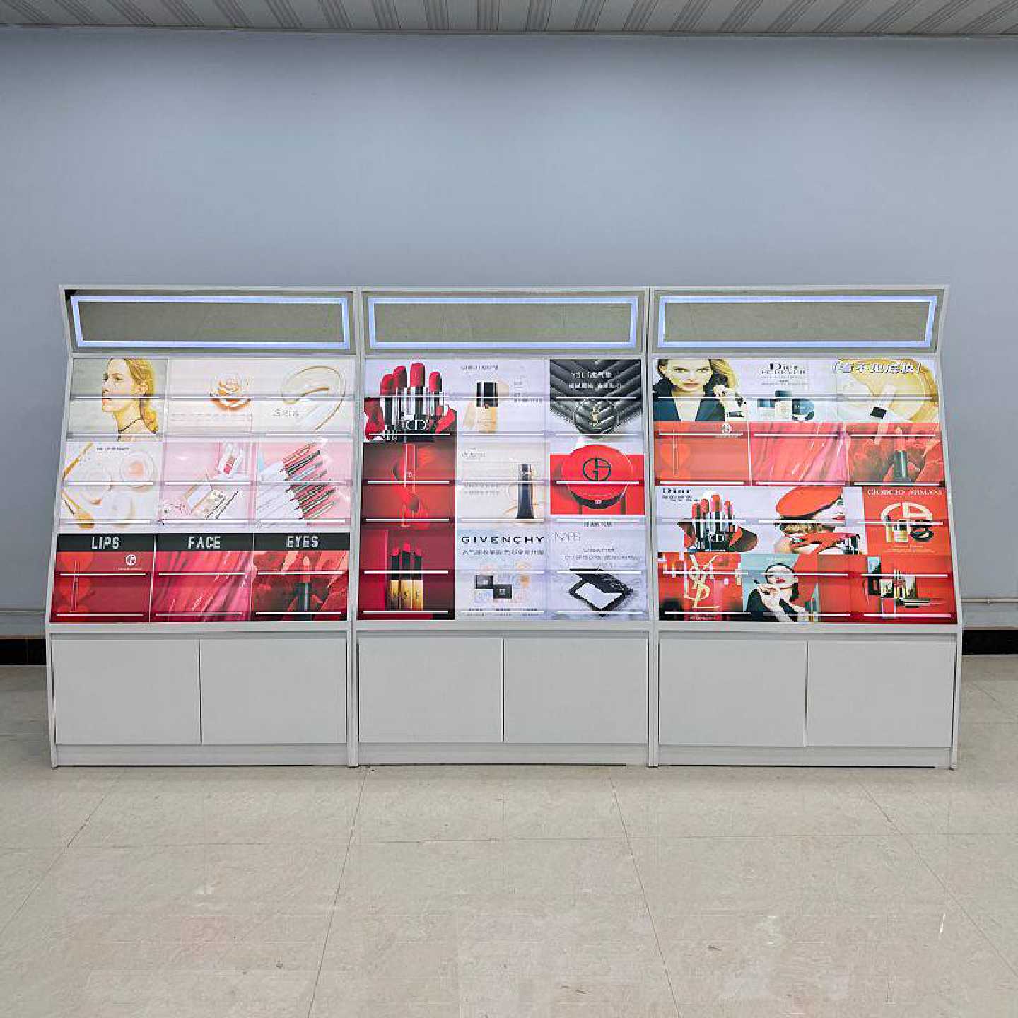 商场彩妆展示柜美妆店口红面膜护肤产品中岛货架化妆品试用包展示