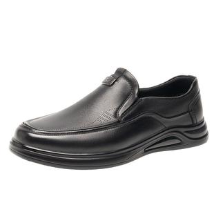 【头层牛皮】千百度男鞋新款加绒保暖真皮豆豆鞋男士商务休闲皮鞋