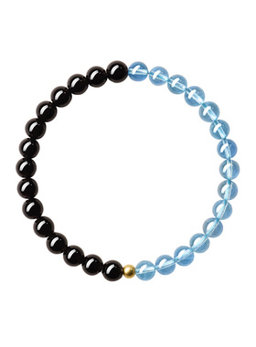 【海蓝宝】黑曜石水晶手串