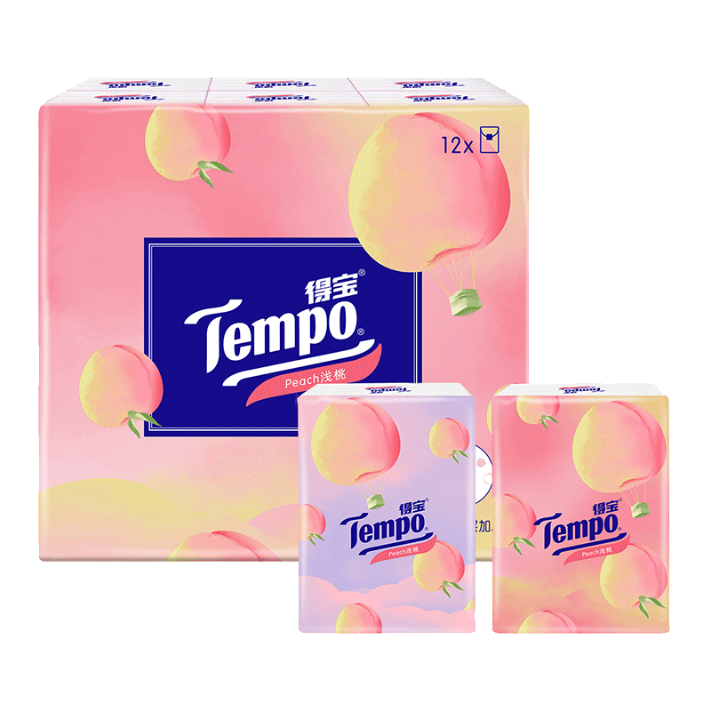 Tempo得宝手帕纸12包甜心桃香