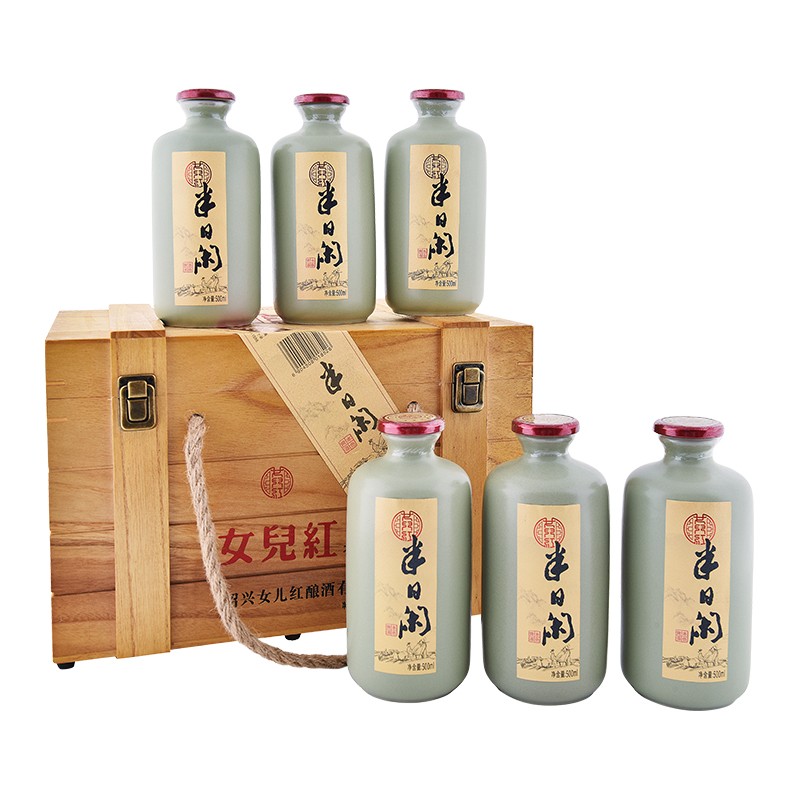 女儿红500ml6瓶糯米木盒花雕酒