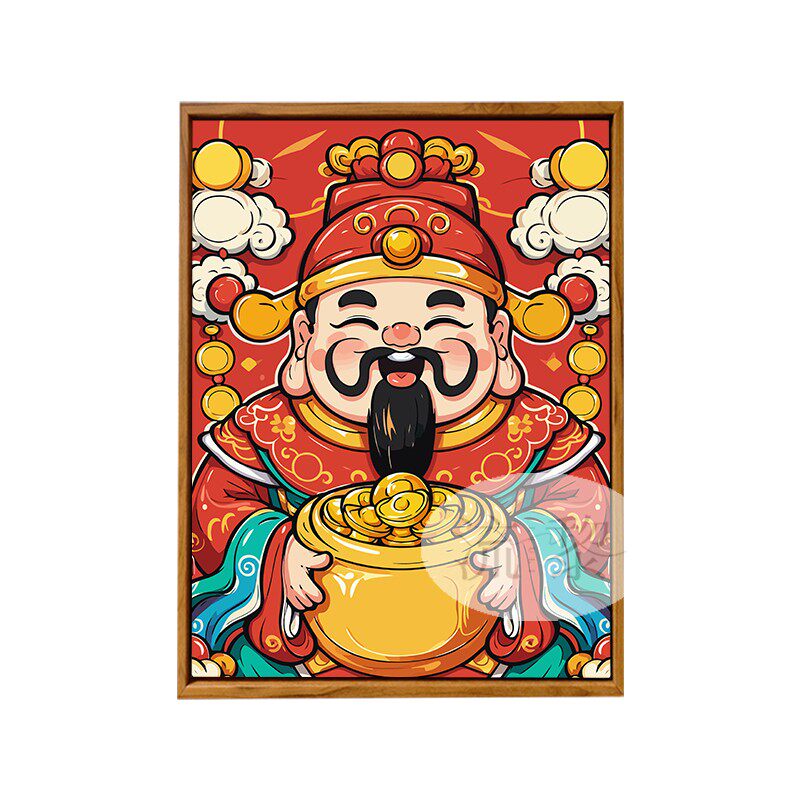 五福临门财神爷DIY数字油画