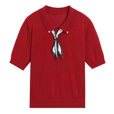 恒源祥翻领冰丝年轻妈妈薄款上衣