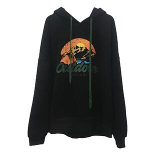 TYJR 冬季新款女装韩版宽松休闲连帽长袖印花加厚加绒卫衣女3573