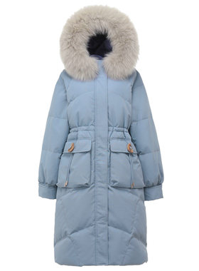 毛领连帽羽绒服280斤宽松保暖