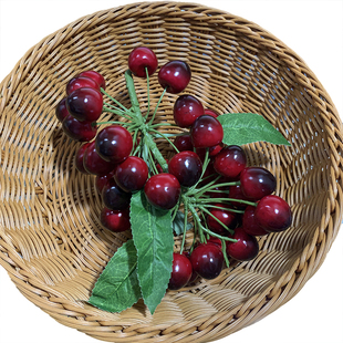 仿真假水果模型车厘子龙眼杨梅荔枝黄皮石榴蓝莓串大号樱桃串装饰