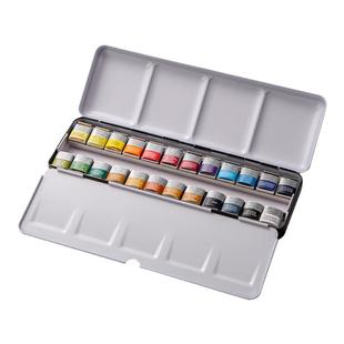 温莎牛顿歌文固体水彩颜料24色铁盒艺术家水彩颜料12色24色36色45色全块半块水彩颜料塑料盒分装水彩套装8ml