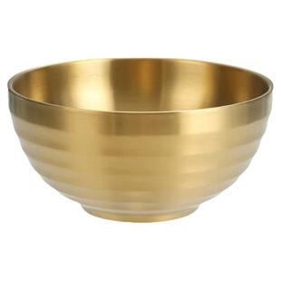 双层隔热不锈钢米饭碗韩式金色螺纹碗幼儿园304铁面碗儿童小碗