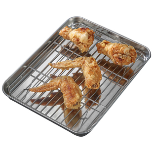 烤箱专用烤盘304不锈钢沥油盘厨房长方形托盘商用烘焙油炸烧烤盆