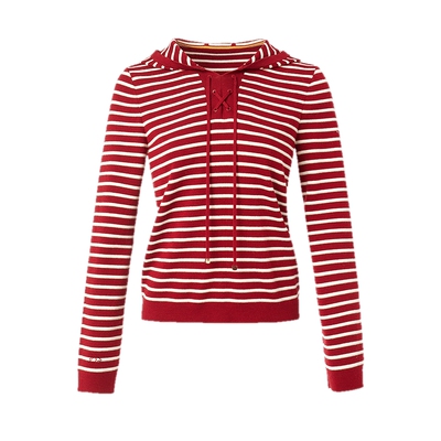 珂思连帽套头条纹针织衫