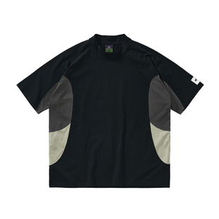 714street防晒速干凉感半高领短袖T恤男夏季新款宽松复古运动上衣