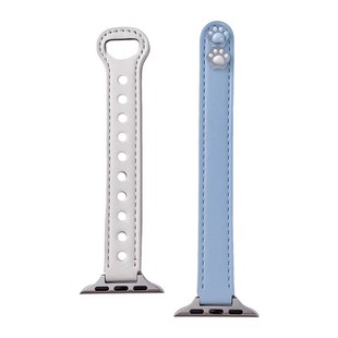 uhada适用苹果手表表带S11新款applewatch9表带s10可爱猫爪s8s9皮质双钉Ultra2/SE男女款闺蜜小众iwatch8表带
