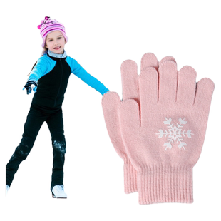 儿童花样滑冰手套冬季加厚保暖防冻防寒中小学生毛线男女五指骑行