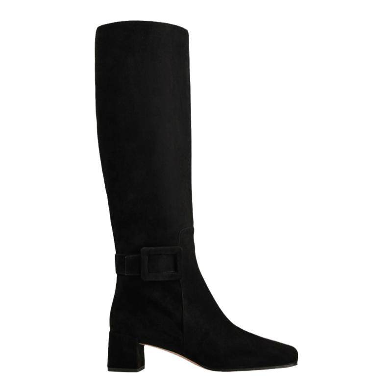 RogerVivier/罗杰维维亚女士靴子裸靴麂皮山羊皮侧扣皮革内底新款
