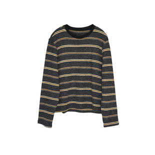 有被惊艳到！~超软糯条纹长袖打底衫女秋冬新款宽松百搭圆领上衣