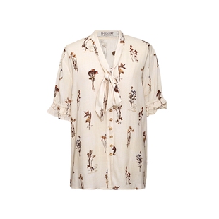 D-HARRY/迪哈利夏新款时尚透气领结花纹短袖衬衫DH242D97251D