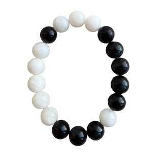 天然七宝白贝玉太极阴阳手串八卦墨蓝虎眼石搭配手链男女复古饰品