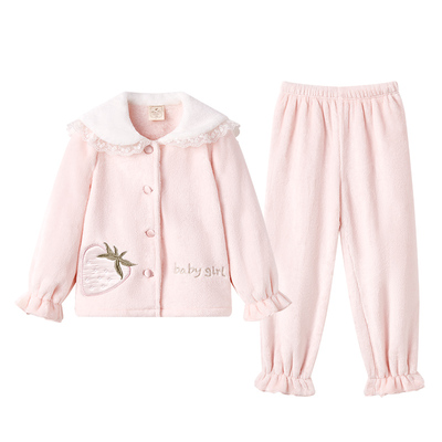 女童珊瑚绒睡衣秋冬款儿童法兰绒