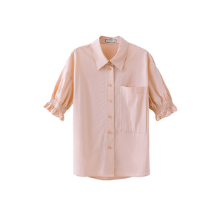 【到手179元】COS风清爽夏日衬衫 60支长绒棉短袖白色设计感上衣