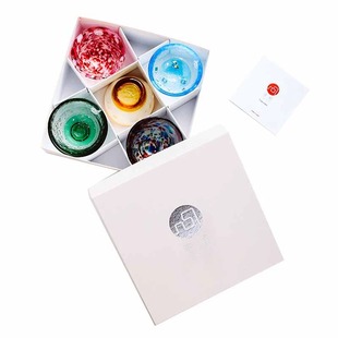 津轻玻璃杯子手工四季彩色酒杯茶水杯礼盒装日本原装进口石冢硝子